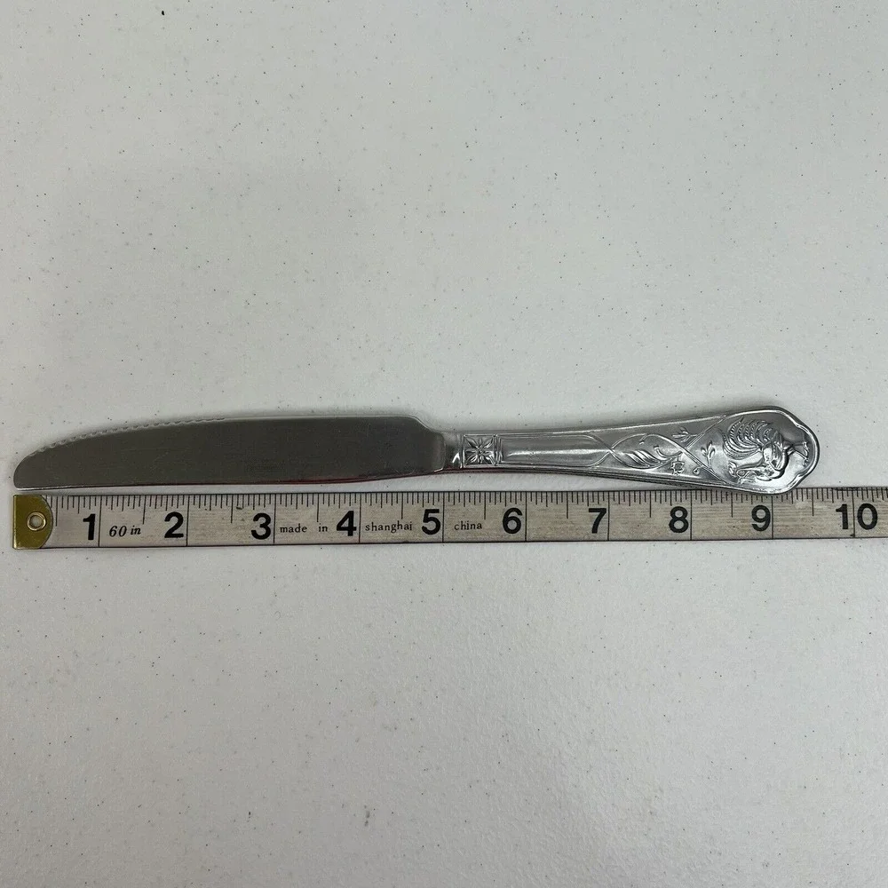 Cambridge Rooster 4 Butter Knives Stainless Flatware Frosted Handle Replacement